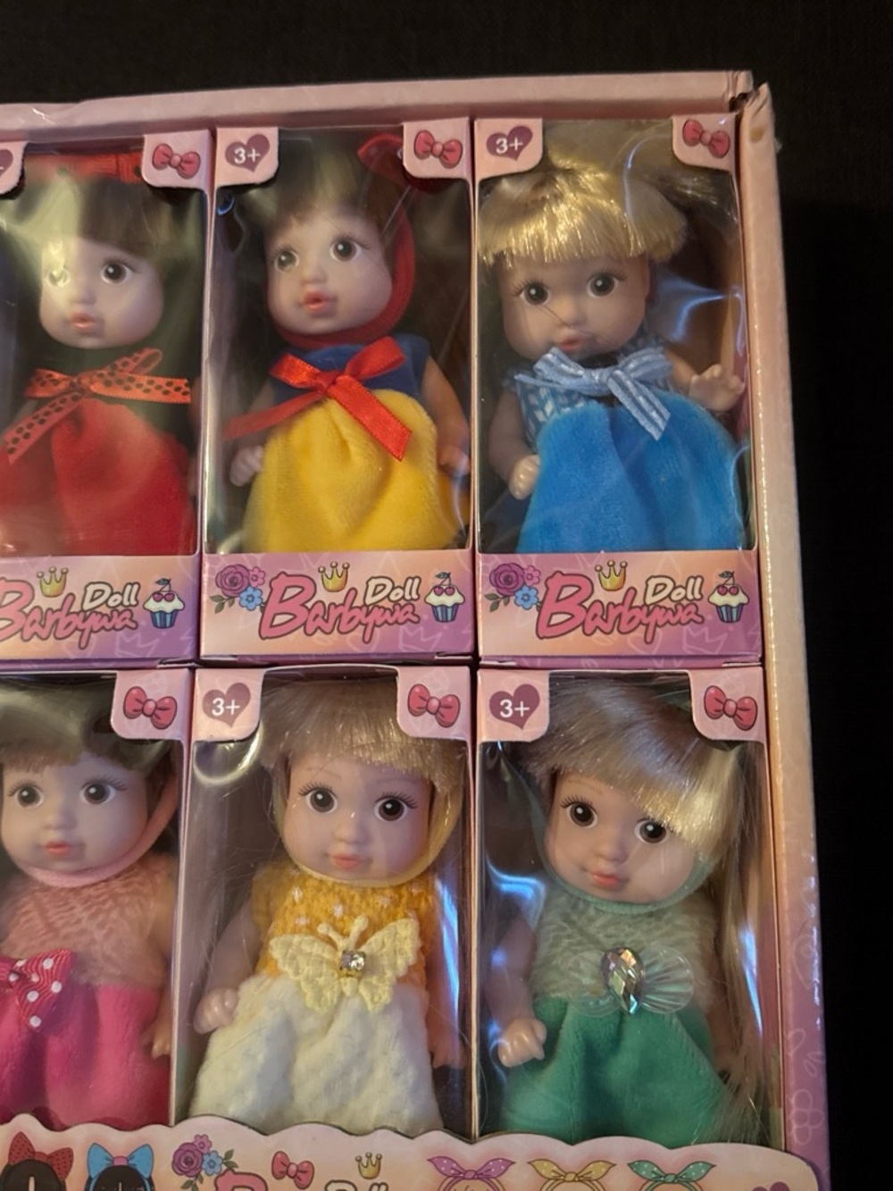 Barbypa Kids Mini Doll Set - Assorted Blue, Yellow, Green, Red, Pink Dresses